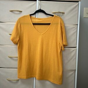 Waffle Knit V Neck Tee